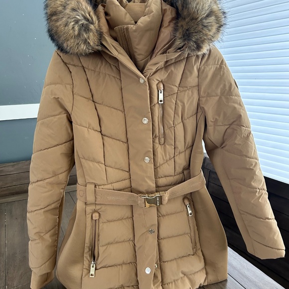 Women's Faux-Fur-Trim Hooded Puffer Coat S/P - Picture 5 of 9